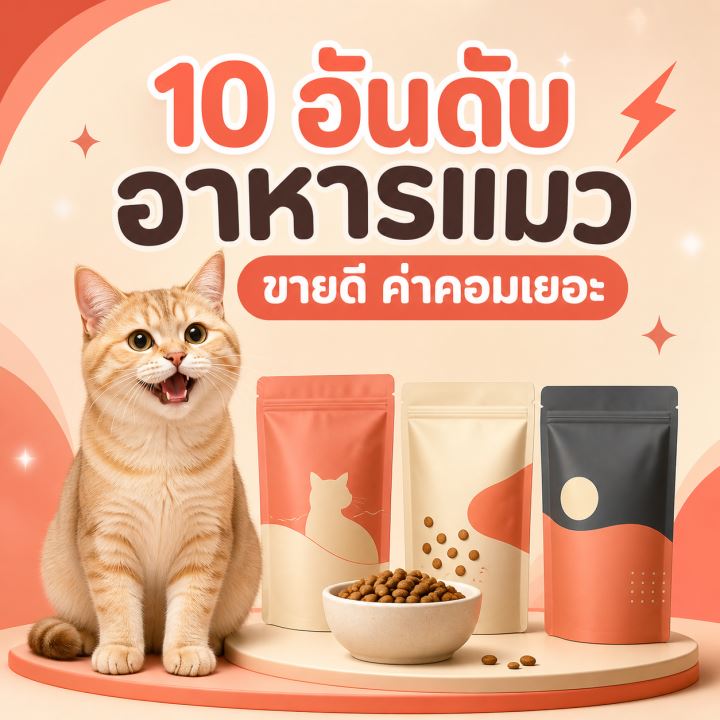 10 อันดับ อาหารแมว ขายดี ค่าคอมเยอะ