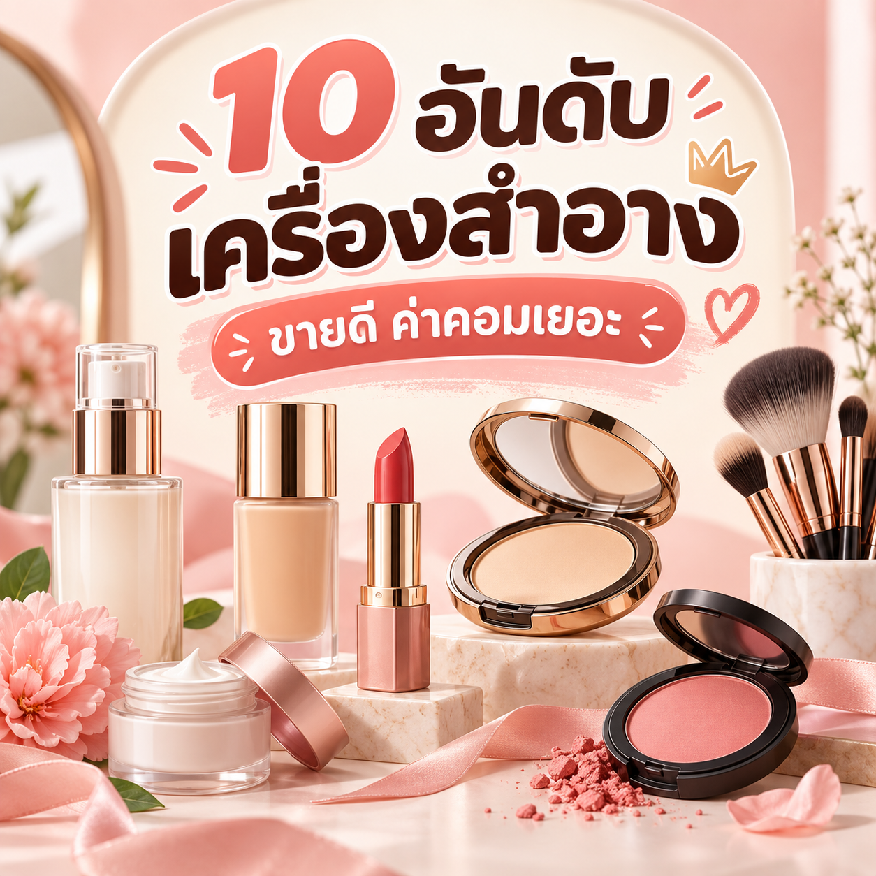 10 อันดับ เครื่องสำอาง ขายดี ค่าคอมเยอะ