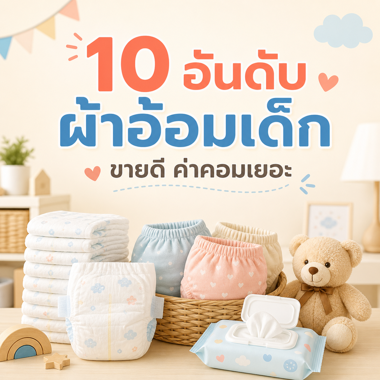 10 อันดับ ผ้าอ้อมเด็ก ขายดี ค่าคอมเยอะ