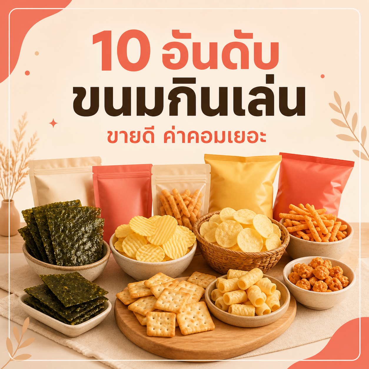 10 อันดับ ขนมกินเล่น ขายดี ค่าคอมเยอะ